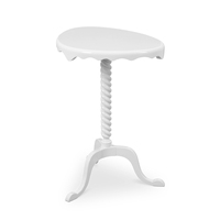 Table d'appoint haut de gamme Shield, élégante table d'appoint à colonne torsadée, finition laquée blanche, pieds trépieds, couleurs personnalisables
