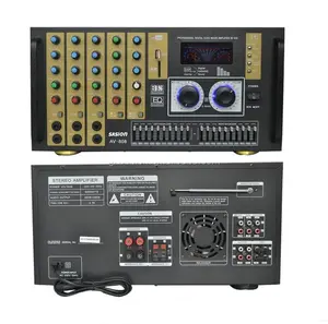 Amplificador de áudio 5.1 profissional, karaoke, usb/sd/fm/bt/eq/tela de exibição