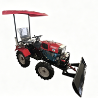 Tractor Agrícola Pequeño de Cuatro Ruedas en Oferta, Equipado con Toldo, Rotocultivador y Pala Frontal para Diversas Operaciones Agrícolas