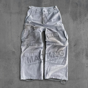 Nuovo personalizzato primavera convertibile pantaloni Hip Hop in cotone pesante <span class=keywords><strong>6</strong></span> tasche Vintage in difficoltà lavato pantaloni di Jeans <span class=keywords><strong>Cargo</strong></span> da uomo - Product Image 2