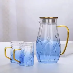 Borosilicate Hot Ice Water 5 Pcs Drinking Cup Drinking Glasses Set Pitcher Glass Set Water Jug Set