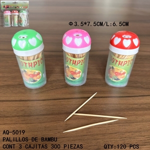 Set 3 pezzi con 300 stuzzicadenti in bambù-stuzzicadenti di lunghezza 6.5 cm - Product Image 1