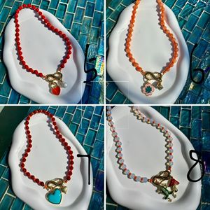 Collana con Ciondolo a Moschettone con Perline Colorate e Occhio, Chiusura a Moschettone con Gemma, Collana Estiva Personalizzata, Regalo <span class=keywords><strong>per</strong></span> <span class=keywords><strong>Lei</strong></span> - Product Image 5
