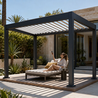 Pergola motorisée en aluminium, gazebo, toit à lamelles imperméable, éclairage LED à télécommande, extérieur, jardin