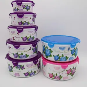 Kitchen Household Circular Square 5-piece Set Food Storage Bowls Plastic Preservation Bowls With Lids Wholesale