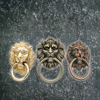 Battant de porte en laiton massif antique à tête de lion, design rustique, pour entrée, armoire et commode