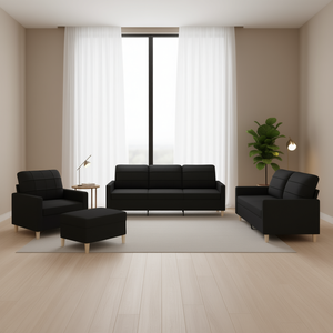 Modern Black Polyester <b>Sofa</b> <b>Set</b> 3 Piece Tufted Design Living Room Furniture - Product Image 2