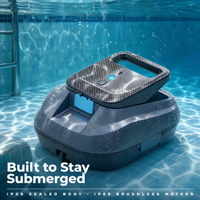 Robot nettoyeur de piscine sans fil à navigation gyroscopique, algorithme d'évitement d'obstacles de 6 mm, nettoyage de 120 m²