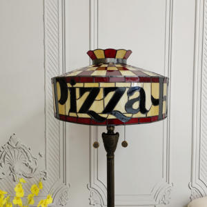 Crecobo Custom 18 pulgadas Estilo Tiffany Vidrieras <span class=keywords><strong>Pizza</strong></span> Hut pantalla Retro Lámparas de pie decorativas para restaurante interior - Product Image 3
