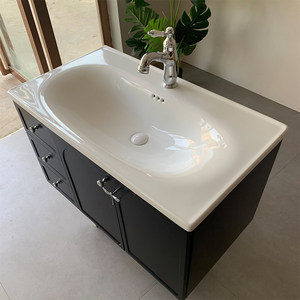 Modern Bathroom Vanity With Ceramic Basin Rectangular <b>Floor</b> <b>Standing</b> 48 In MDF Cabinet Painted Finish Contemporary Design - Product Image 1