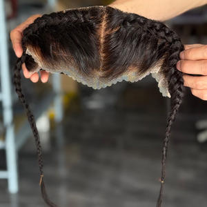 Extensiones de Cabello Humano de Primera Calidad, Trenzadas de Oreja a Oreja, de 12 Pulgadas, con Nudos Decolorados, Frontal de Encaje 13x4, Cabello Virgen Sin Procesar - Product Image 3