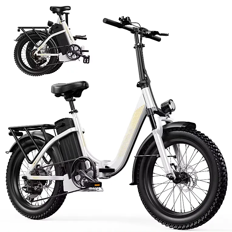 NEW 48V20Ah Battery Step-Thru Folding E-Bike 20"Aluminum Alloy foldable electric fatbike 750W brushless geared motor bicycle