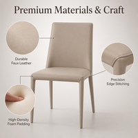 Chaise de salle à manger rembourrée beige crème sans accoudoirs, style contemporain Parsons, avec dossier incurvé et pieds effilés