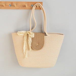 Bolso de hombro de punto de algodón, bolso de nicho, bolso retro, bolso de punto de verano para mujer, bolso de playa, versátil. - Product Image 2