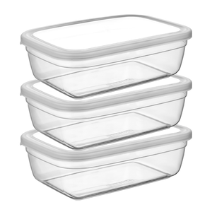 ชุดภาชนะบรรจุอาหารพลาสติกทรงสี่เหลี่ยมมายาขนาด3x900มล. พร้อมฝาปิดที่จัดระเบียบห้องครัวสำหรับเตรียมอาหารและอาหารแห้ง - Product Image 1