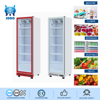Réfrigérateur à boissons compact vertical avec porte vitrée, en acier inoxydable, affichage LED, dégivrage automatique, sans givre, écoénergétique, à air