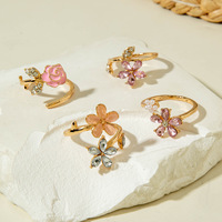 Ensemble de 4 bagues élégantes en cristal et diamant, collection tendance européenne et américaine, bagues empilables en alliage coréen pour femmes