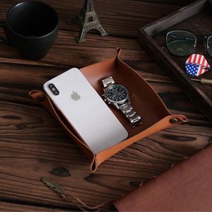 Usine En Gros Organisateur De Bureau Faux Plateau En Cuir Plateau De Rangement En Cuir Multicolore Plateau De Valet Personnalisé Avec Boucle À Pression - Product Image 2