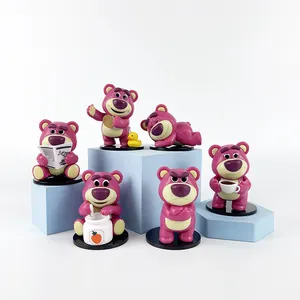 BJ figur aksi Lotsos lucu Aksesori dekorasi mainan mainan boneka aksi figur beruang stroberi untuk hadiah ulang tahun anak-anak