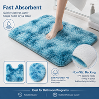 Ensemble de tapis de bain en polyester moelleux de luxe 3 pièces, tapis de salle de bain shaggy, couvre-couvercle de toilette en forme de U, antidérapant, pour usage hôtelier