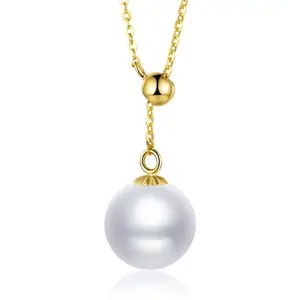 Hot Sale High Quality Birthday Gift Fresh Water Pearl 18K Solid Gold Necklace Women