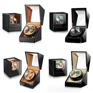 Wholesale Lacquer Wood Automatic Rotating Watch Winder For Mens Single Luxury Leather Watch Winder Box