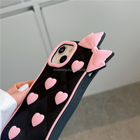 Casing ponsel pita cinta hati lucu cantik untuk iPhone 14 13 11 12 Pro penutup belakang lunak tahan guncangan