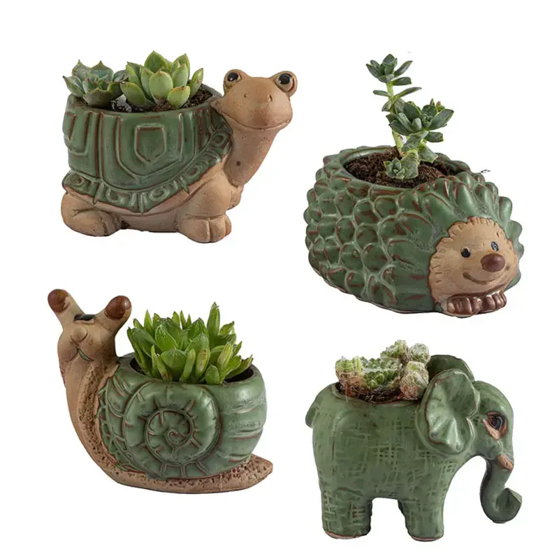 Keramik Blumentopf Tierform Blumentopf mit Drainage Tiers kulptur Handwerk Dekoration Garten Topf