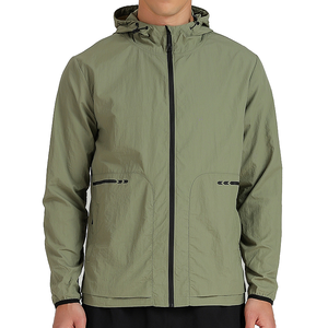 Chaqueta de pista para correr de nailon de secado rápido para hombre, ropa de entrenamiento con cremallera para deportes al aire libre, chaqueta estampada transpirable de otoño 100% - Product Image 1