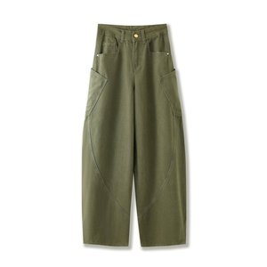 <span class=keywords><strong>Jean</strong></span> large <span class=keywords><strong>taille</strong></span> mi-<span class=keywords><strong>haute</strong></span> en coton pour <span class=keywords><strong>femme</strong></span>, vert armée, multi-poches, style streetwear hip-hop, pantalon décontracté toutes saisons - Product Image 5