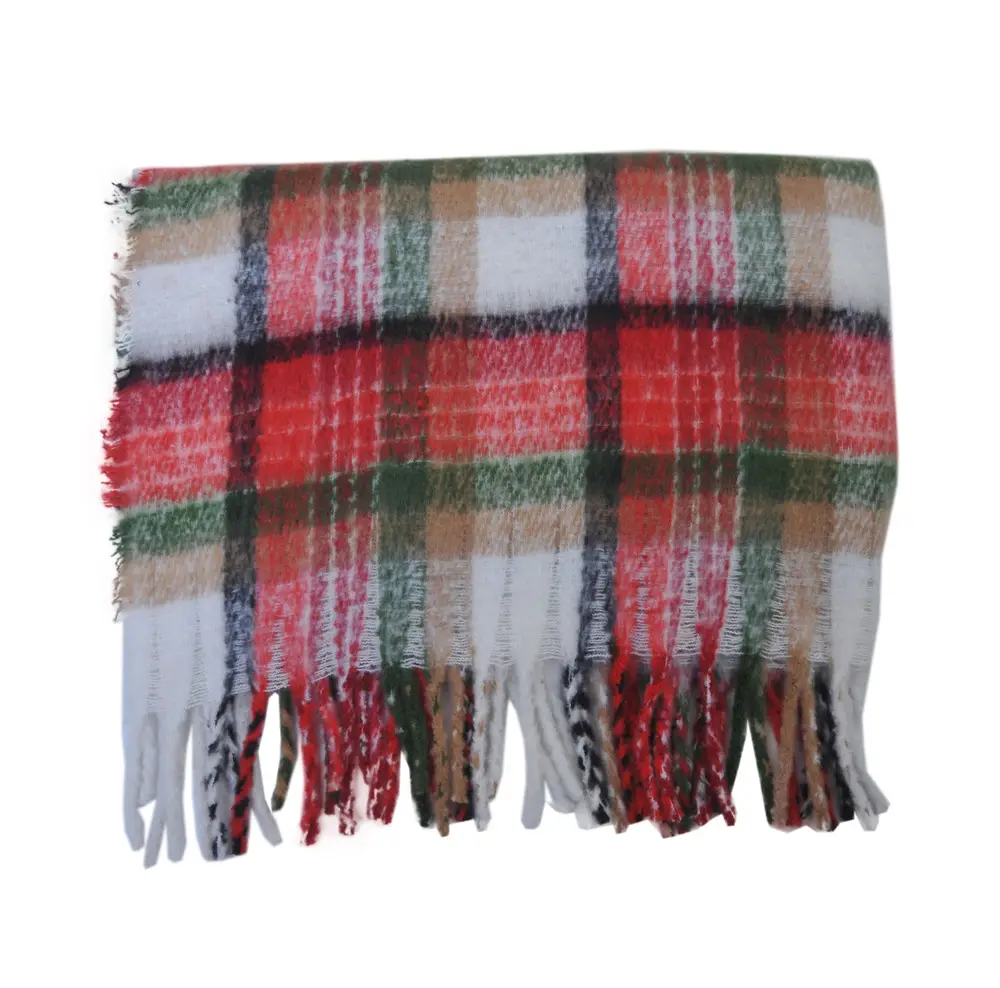 Christmas polyester 127*153 red and black Plaid Check Patterns Woven Decorative Throw Blanket With Tassels