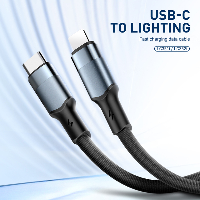 LDNIO LC351i 30W Type-C to Lighting 8 Pin Fast Charging Braided Data Cable for Phone