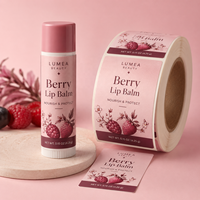 Autocollants personnalisés pour baume à lèvres, étiquettes cosmétiques avec logo sur mesure, étiquettes imperméables en vinyle pour gloss à lèvres, pour petites entreprises, en rouleau