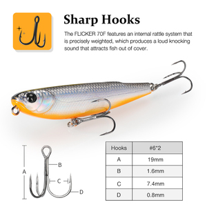 TSURINOYA FLICKER <span class=keywords><strong>70F</strong></span> Z Dog Topwater Walker señuelo de pesca 70mm 8,4g lápiz Artificial palo flotante cebo duro para Bass Pike Plug - Product Image 6