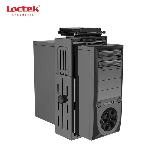 180 Degree Swivel  Height and Width Adjustable Toolless Computer Mount Metal Under Desktop  CPU Holder Loctek CH101