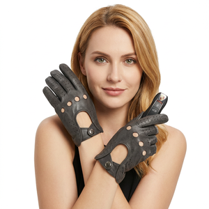 Gants de conduite en cuir pour femmes, compatibles écrans tactiles, respirants, écologiques, toutes saisons, style décontracté pour usage quotidien, mode automobile - Product Image 1