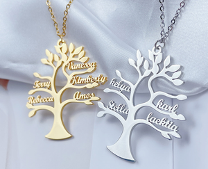 <span class=keywords><strong>Collier</strong></span> personnalisé avec <span class=keywords><strong>arbre</strong></span> <span class=keywords><strong>de</strong></span> <span class=keywords><strong>vie</strong></span> 1 à 6 noms, bijou en acier inoxydable, cadeau <span class=keywords><strong>de</strong></span> noël - Product Image 1