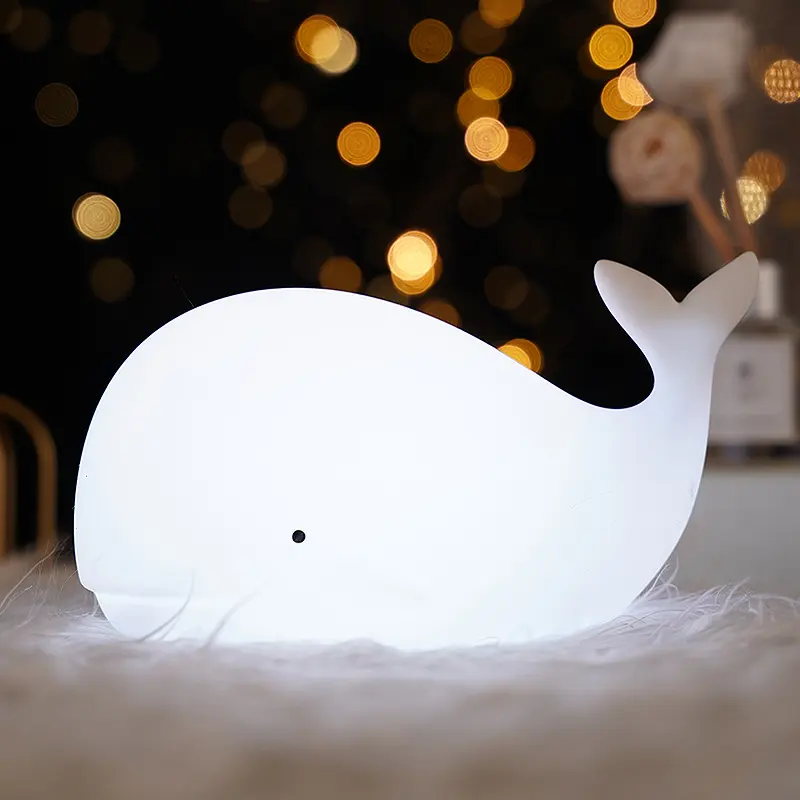 Creative Table Bedside Lamp Kids Cartoon Whale Silicone Sleep Led Kids Lamp Night Light For Children