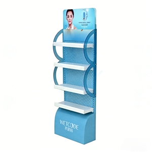 Pegboard & Shelf Metal Display <b>Stand</b> Floor Rack for Skincare & Cosmetics Versatile Retail Fixture for Supermarket Beauty Counter - Product Image 6