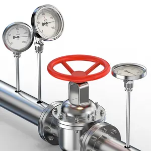 Промышленный осево-радиальный биметаллический термометр с индивидуальной длиной, резьбой 1/2, из нержавеющей стали 304, с точностью 1.6 и стрелочным индикатором - Product Image 5