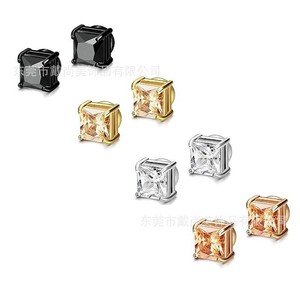 <b>Clip</b>-<b>On</b> <b>Earrings</b> Zircon Faux Studs Magnetic Unisex Fashion Party Jewelry Zinc Alloy Bezel Setting - Product Image 2