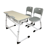Bureau et chaise d'étude doubles, table de classe, chaises d'école avec bureau intégré