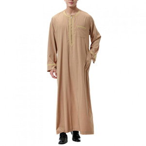 Abbigliamento Musulmano da Uomo OEM ODM, Caftano in Lino e Cotone Resistente, Vestito Lungo Etnico di Dubai - Product Image 6
