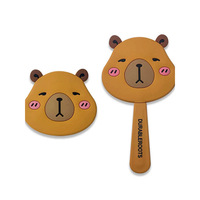 Miroir de maquillage en silicone personnalisé avec des animaux de dessin animé, miroir rond portable avec revêtement en époxy, personnalisation, miroir cosmétique portable, cadeau promotionnel