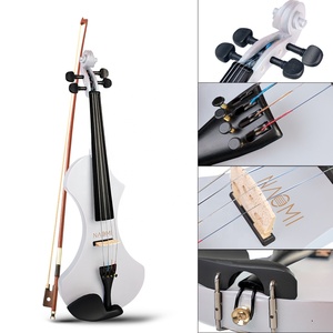NAOMI Violon Électrique 4/4 Pleine Grandeur Violon Silencieux en <span class=keywords><strong>bois</strong></span> Massif W/Étui à Violon + Nœud Papillon + Casque + Colophane + Câble Audio (Blanc) - Product Image 3