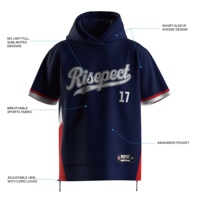 Sweat-shirts à capuche vintage de baseball avec poche kangourou en polaire extensible 310 GSM pour les sports d'équipe