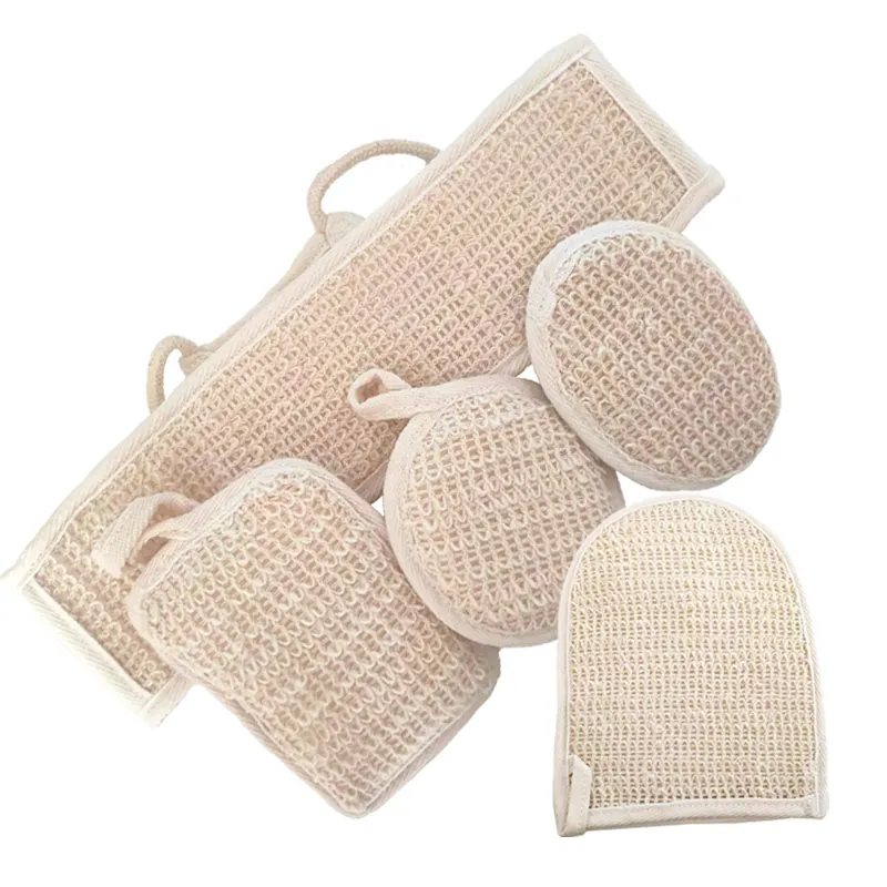 Hot selling natural cotton and linen shower combination set, three in one, cleanses and exfoliates the skin without damaging it