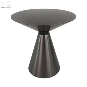 산업 디자인 작은 솔 까만 크롬 도금을 한 스테인리스 둥근 드럼 테이블 광택이 없는 까만 커피용 탁자