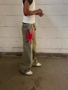 牛仔裤 洗涤浮石 特制喇叭裤 Y2K 宽松印花牛仔裤 男士喇叭裤 设计品牌男士牛仔裤 - Product Image 5