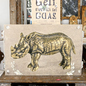 Antieke Imitatie Neushoorn Standbeeld Custom Messing Metalen Handwerk Bureau Decoratie Retro Casting Techniek - Product Image 2